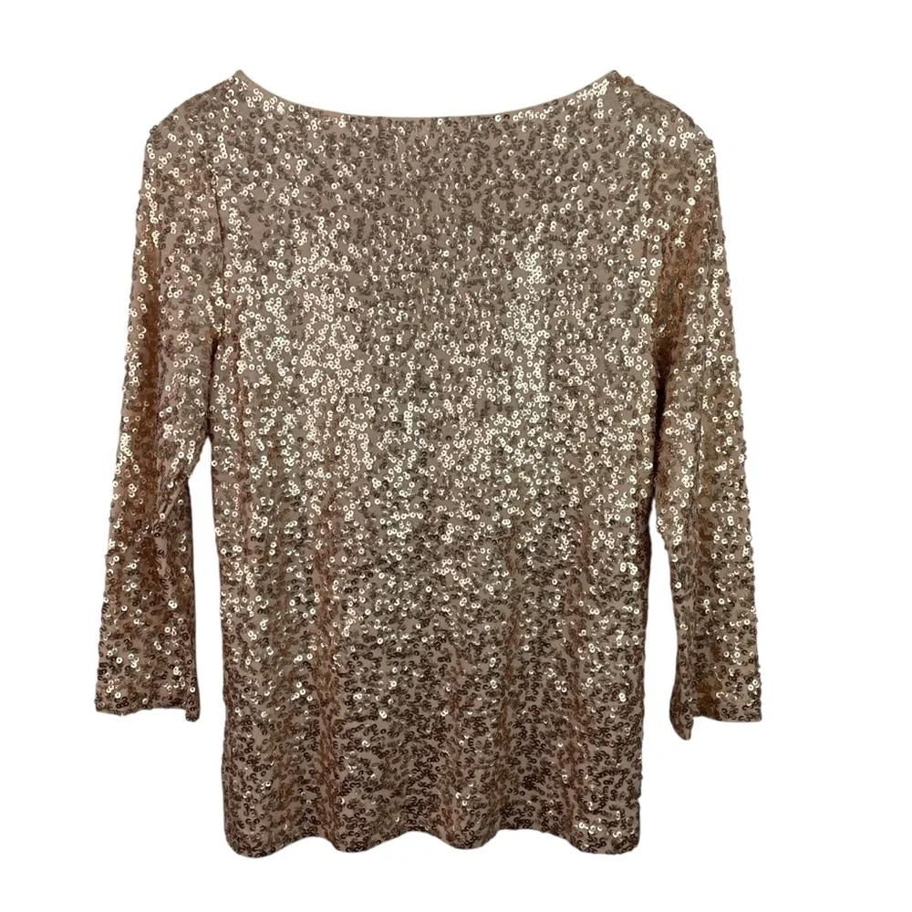 J. Crew | Rose Gold Sequin 3/4 Sleeve Dressy Top